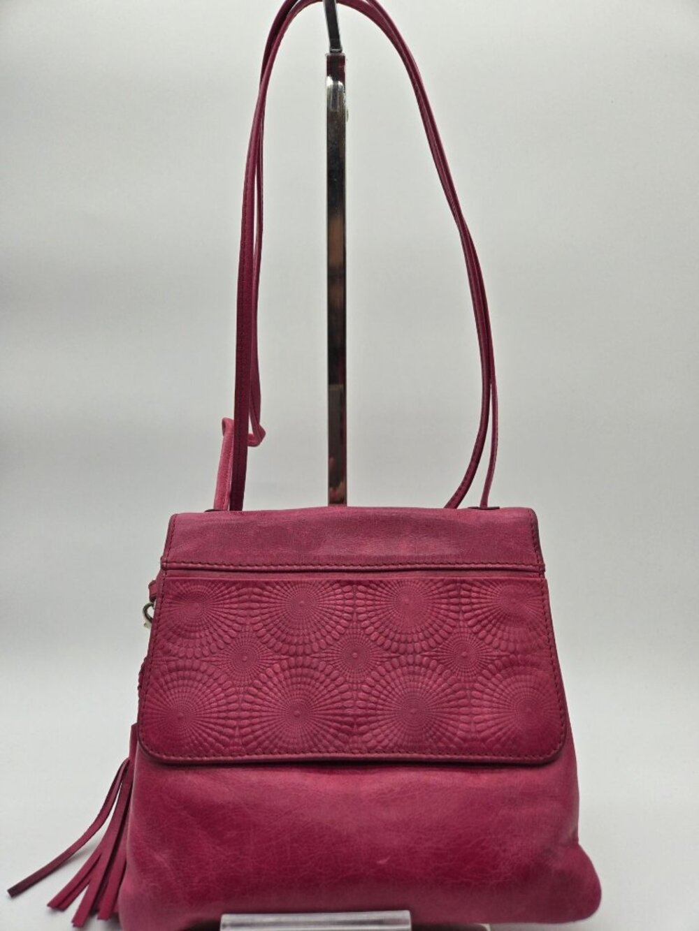 HOBO The Original Fuchsia Leather All In One Crossbody Wallet Purse Vintage